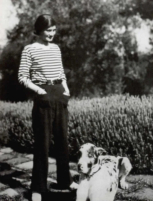 Coco Chanel in a striped marinière, 1928.