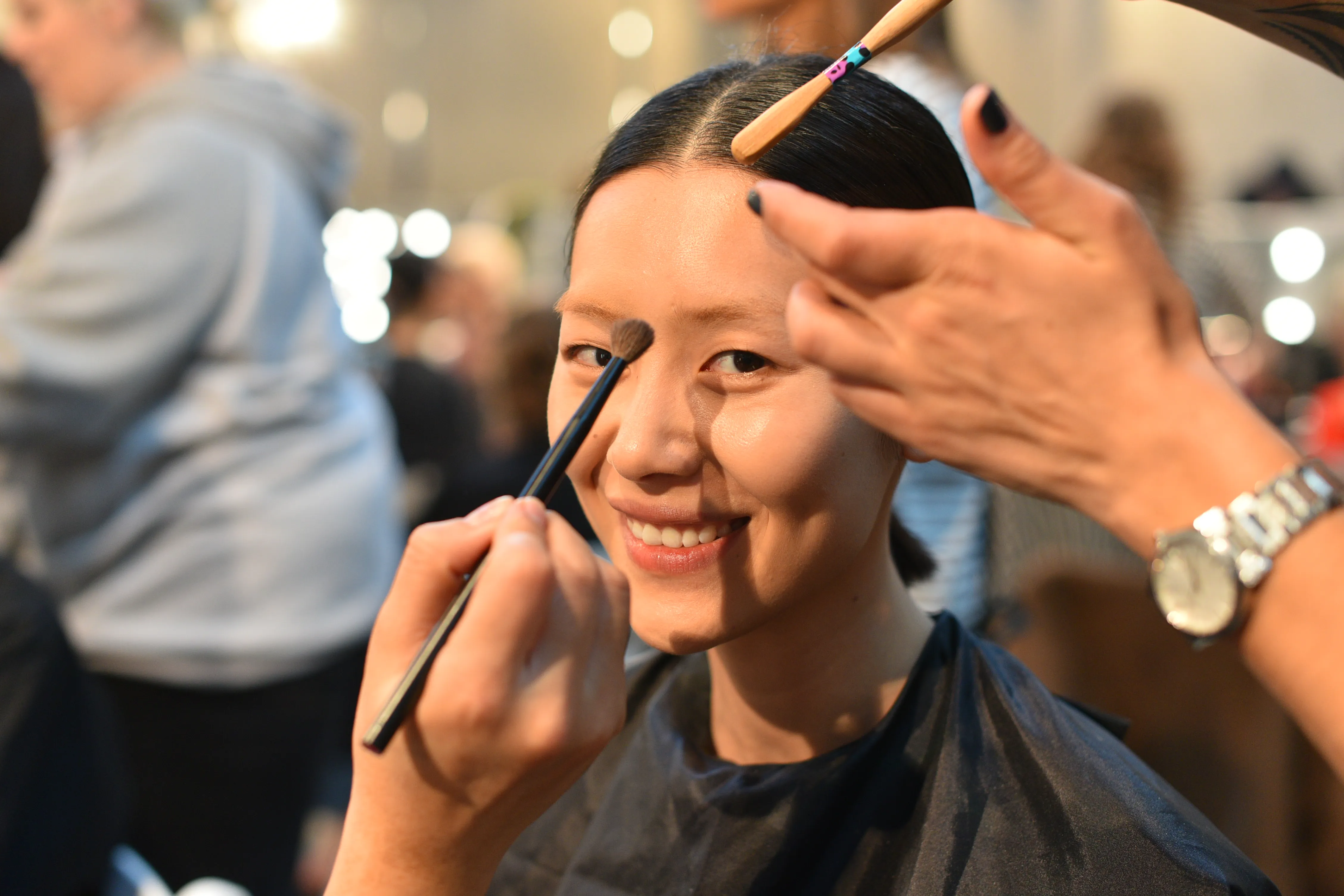 Backstage at the Prada Fall/Winter 2019 show, Fondazione Prada, Milan.