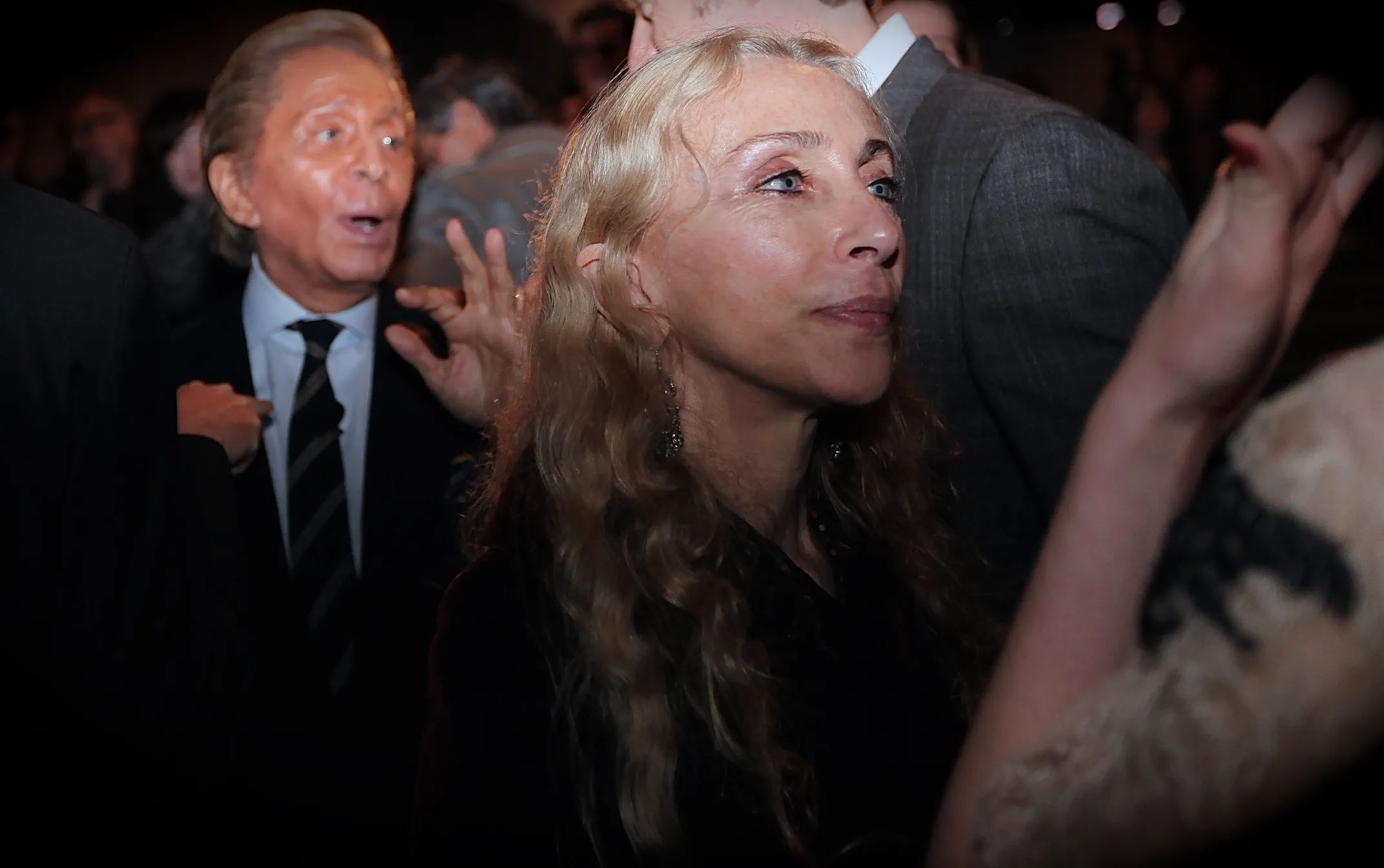 Valentino Garavani with Franca Sozzani for Vogue Italia at the MoMA presentation of his online museum, 2011.