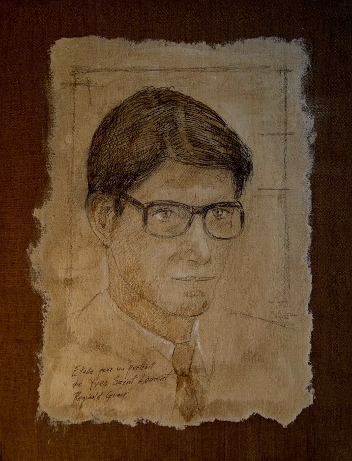 Reginald Gray's graphite study of Yves Saint Laurent, 1976.